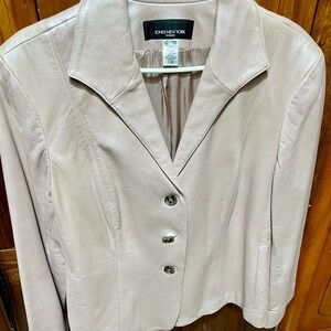 JONES NEW YORK PALE PINK PEARLIZED LAMB LEATHER BLAZER 16W